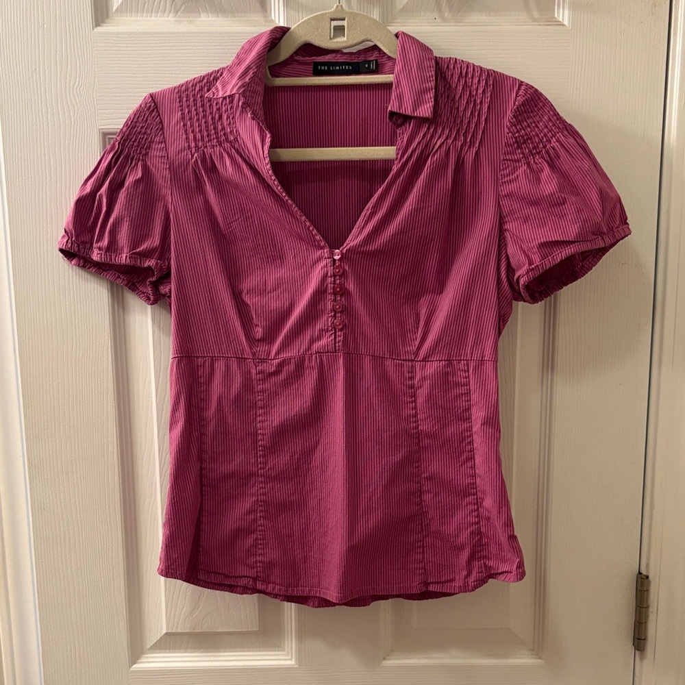 The Limited Fuchsia Button-Up Blouse